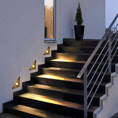 Black Modern Triangle Motion Sensor Outdoor Step Light