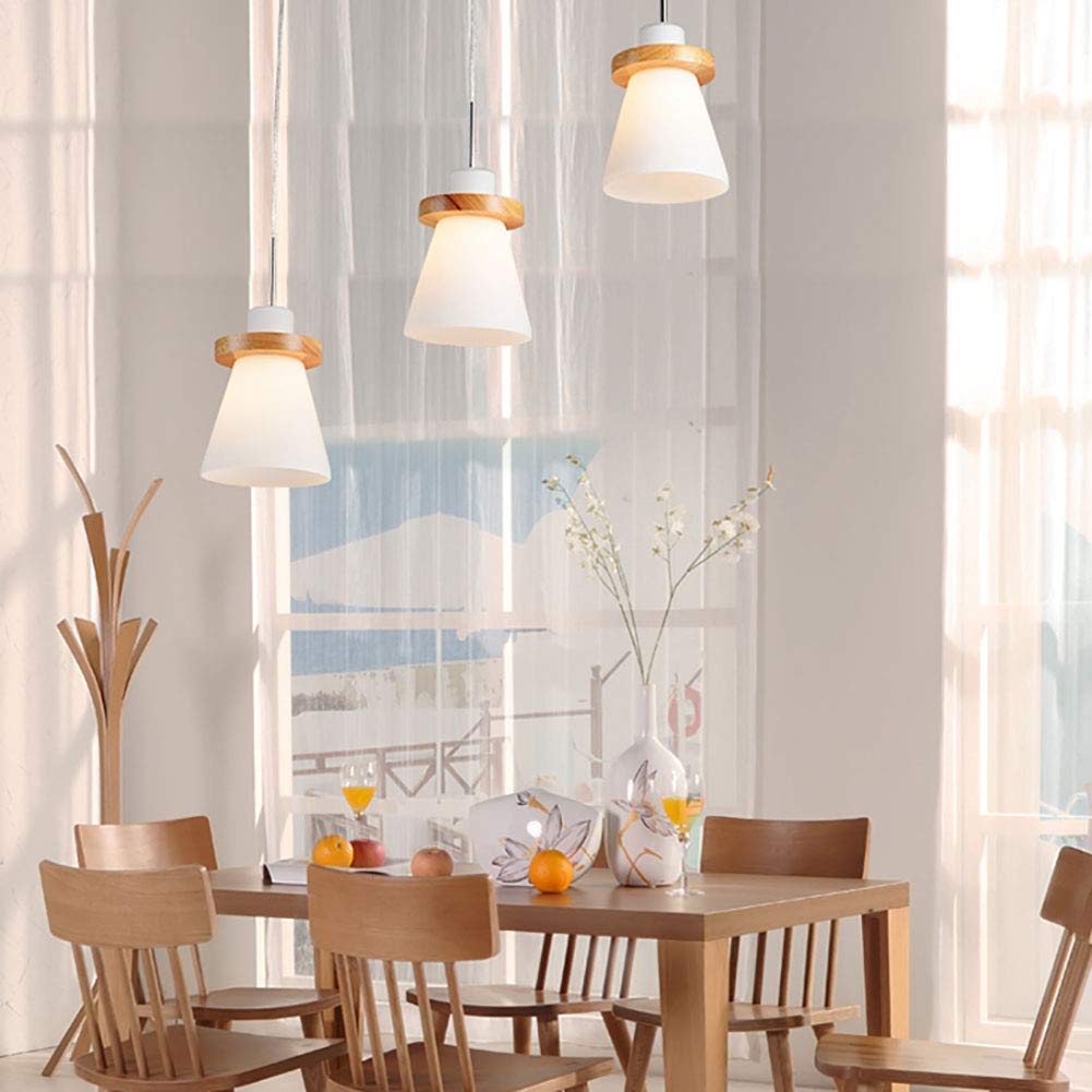 Hailie Minimalism LED Pendant Light Wood Glass Bedroom/Dining Room