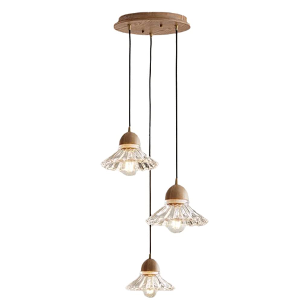 Hailie Retro Wood Pendant Light Glass Bedroom/Living Room/Dining Room