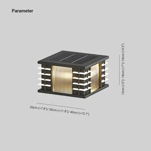 Black Solar Light Square Riley Metal & Acrylic Led Warm White