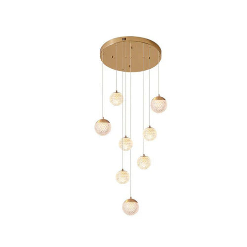 Gold Chandelier Jibril Metal & Acrylic 3 Luminous Colour Ip20 Led