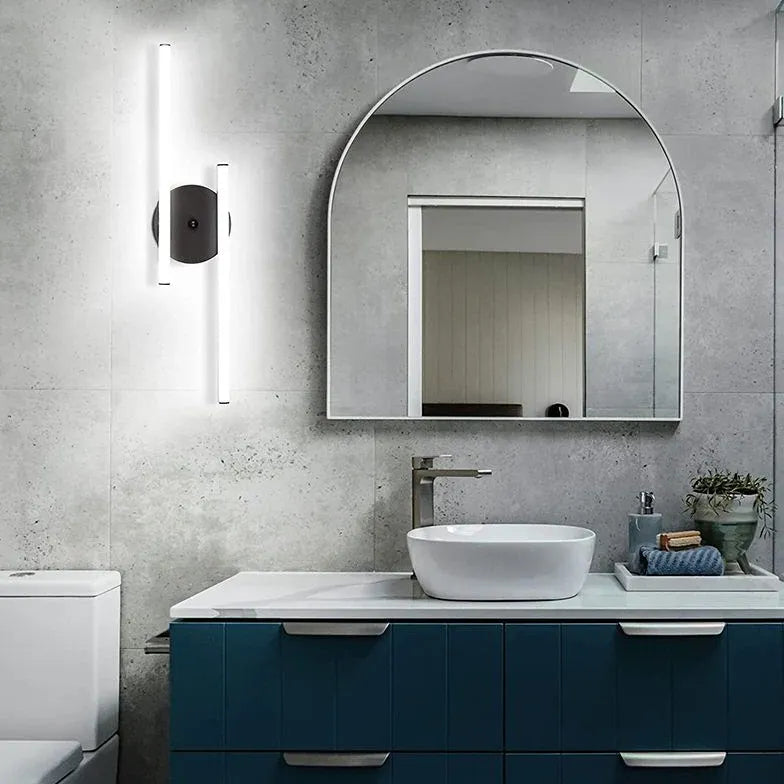 Black Mirror Light For Bathroom Linear Alana Metal Ip44 Led Warm White