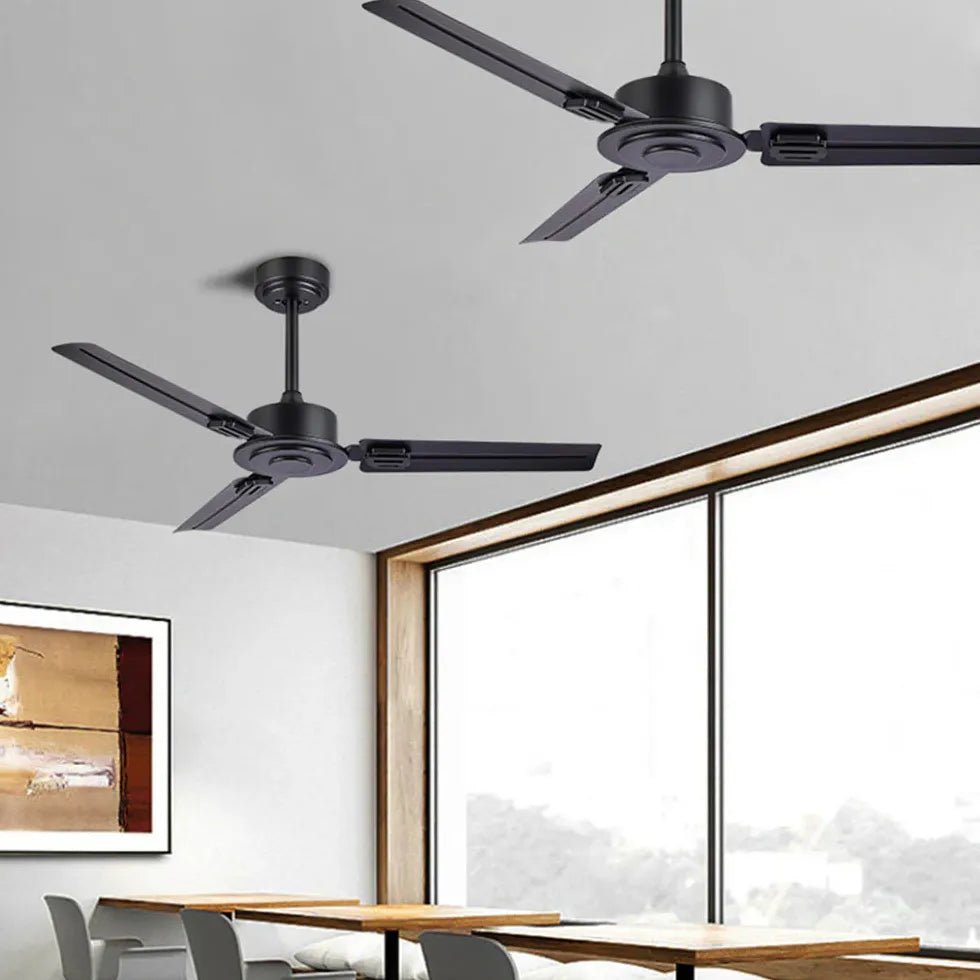 Black Ceiling Fan With Light For Study Room Alessio Metal Ip20