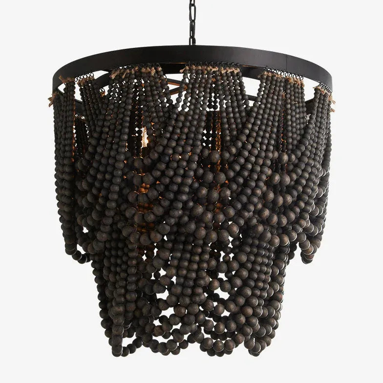 Black Statement Pendant Light For Bedroom Alessio Wood Ip20 Led