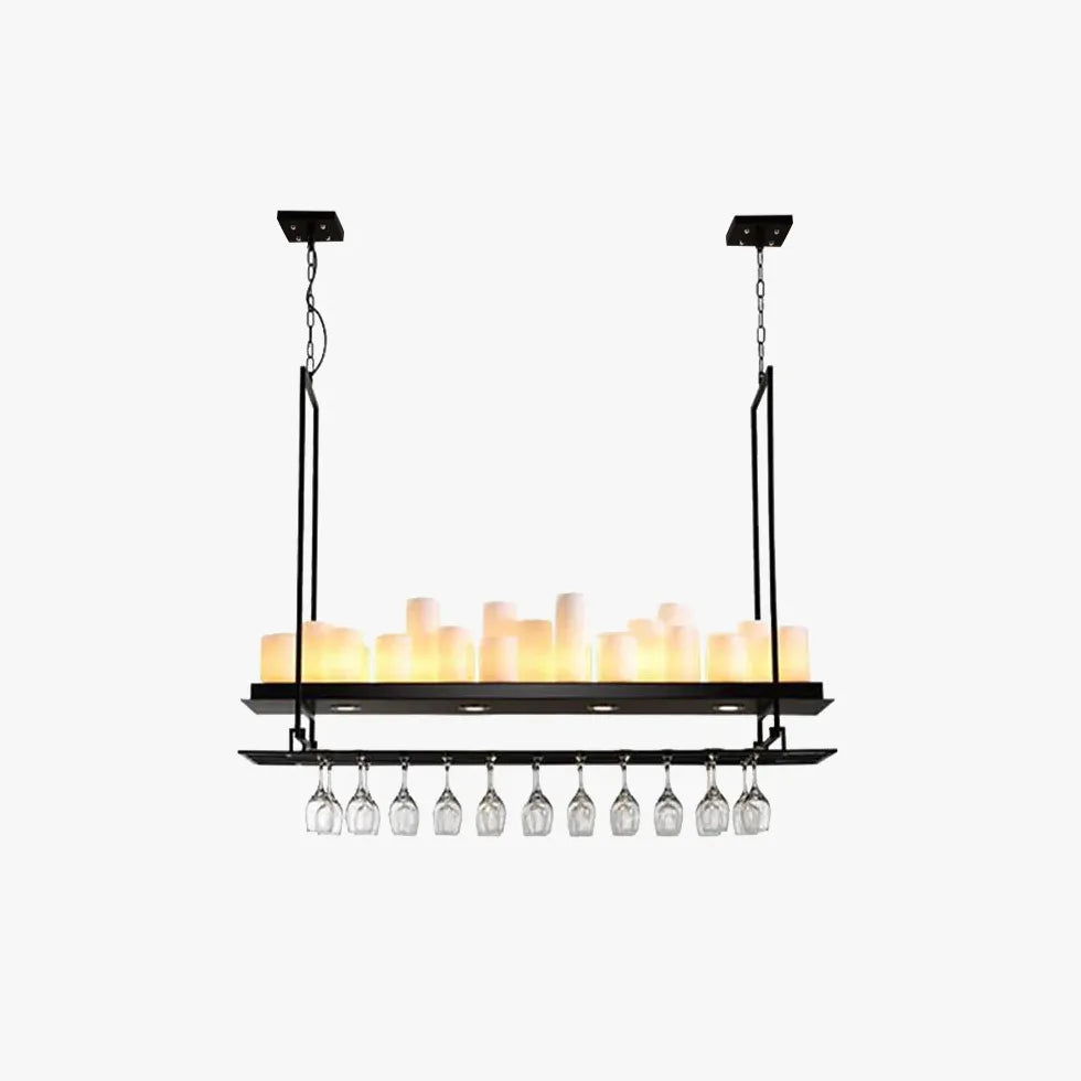 Black Bar Pendant Light For Living Room Alessio Metal & Glass Led Ip20