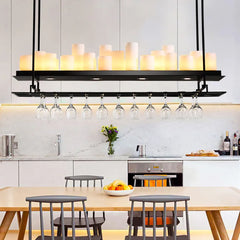 Black Bar Pendant Light For Living Room Alessio Metal & Glass Led Ip20