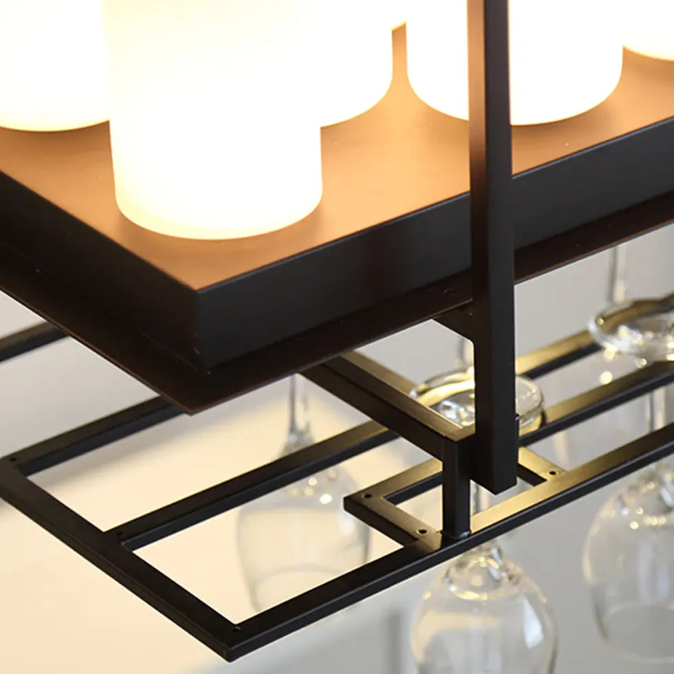 Black Bar Pendant Light For Living Room Alessio Metal & Glass Led Ip20