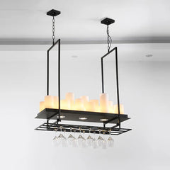 Black Bar Pendant Light For Living Room Alessio Metal & Glass Led Ip20