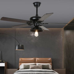 Black Ceiling Fan With Light For Bedroom Alessio Metal & Acrylic