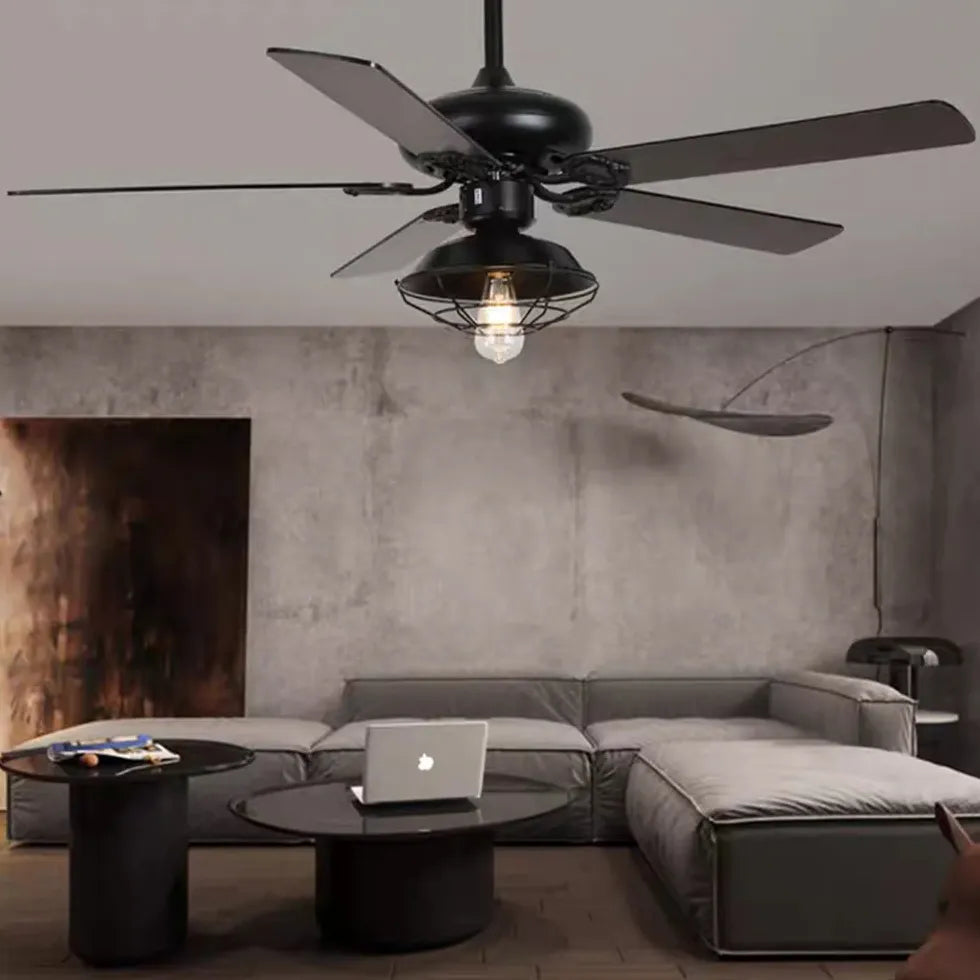 Black Ceiling Fan With Light For Bedroom Alessio Metal & Acrylic