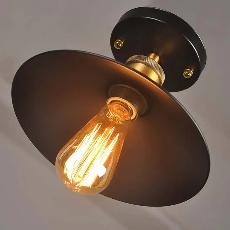 Industrial Cone Metal Black Flush Light