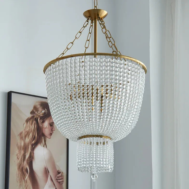 Gold Statement Pendant Light For Bedroom Alessio Metal & Crystal Ip20 Without Bulbs