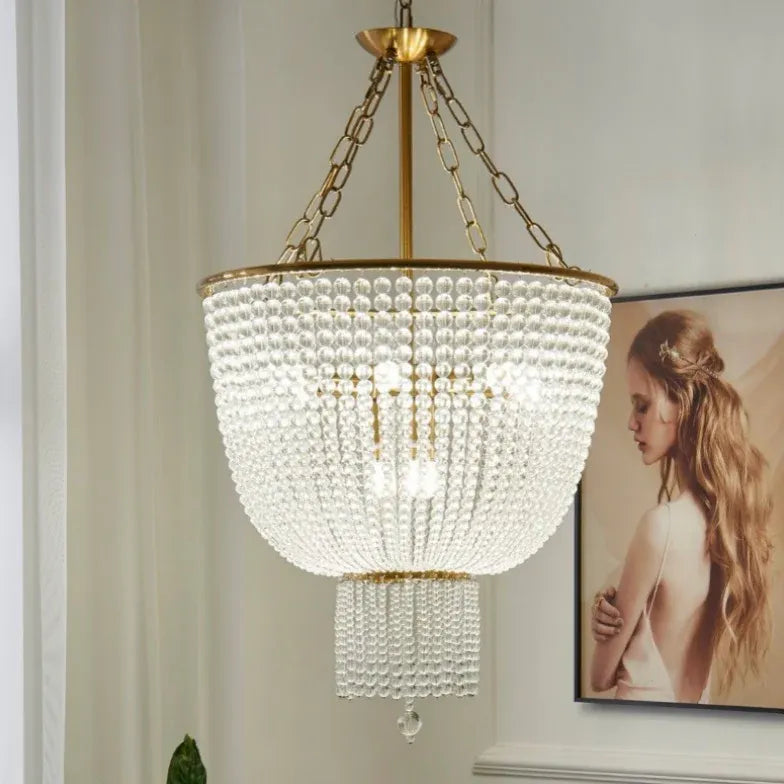 Gold Statement Pendant Light For Bedroom Alessio Metal & Crystal Ip20 Without Bulbs