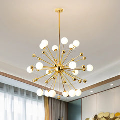 Gold Chandelier For Bedroom Alessio Metal & Glass Led Ip20