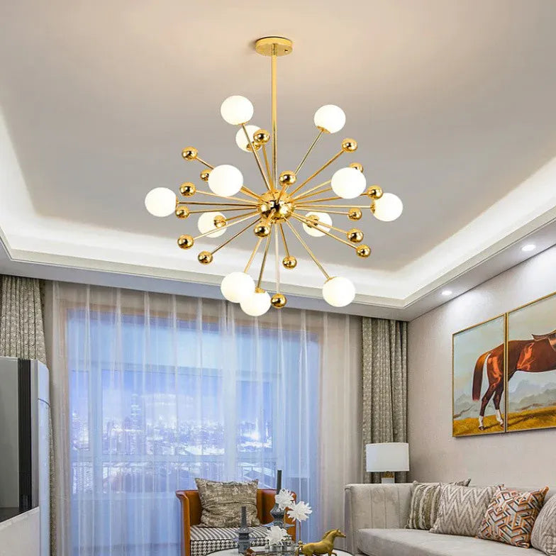 Gold Chandelier For Bedroom Alessio Metal & Glass Led Ip20