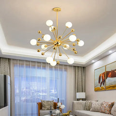 Gold Chandelier For Bedroom Alessio Metal & Glass Led Ip20