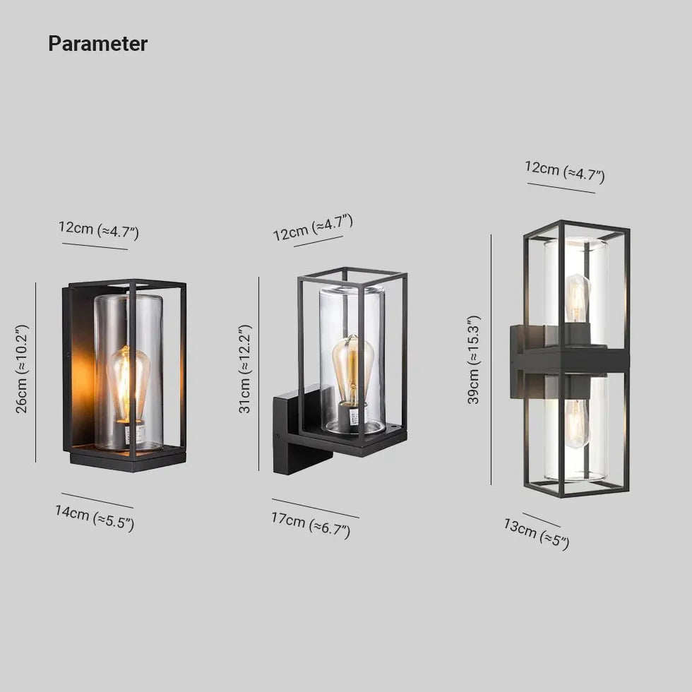 Black Lanterns Rectangular Alessio Metal & Glass Outdoor Ip65