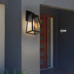 Black Corner Wall Light For Bedroom Alessio Metal & Glass Led