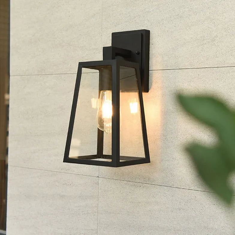 Black Corner Wall Light For Bedroom Alessio Metal & Glass Led