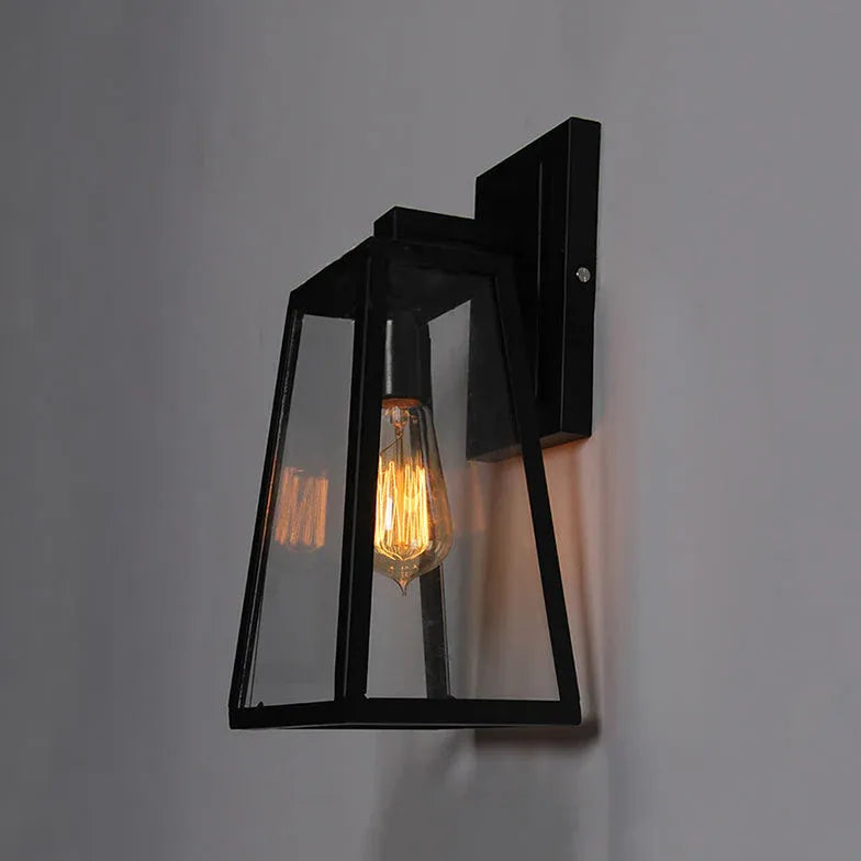 Black Corner Wall Light For Bedroom Alessio Metal & Glass Led