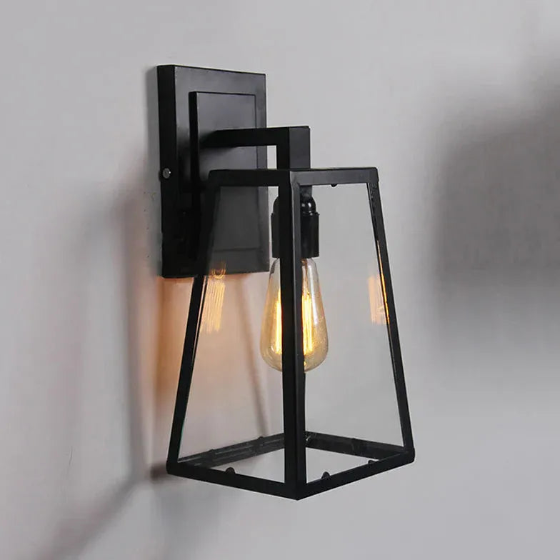 Black Corner Wall Light For Bedroom Alessio Metal & Glass Led