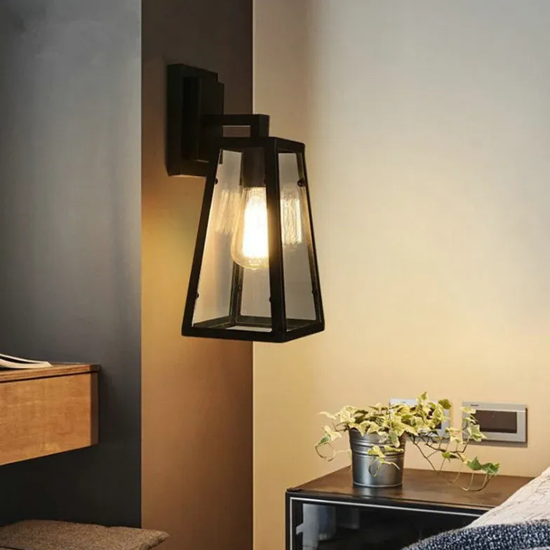 Black Corner Wall Light For Bedroom Alessio Metal & Glass Led