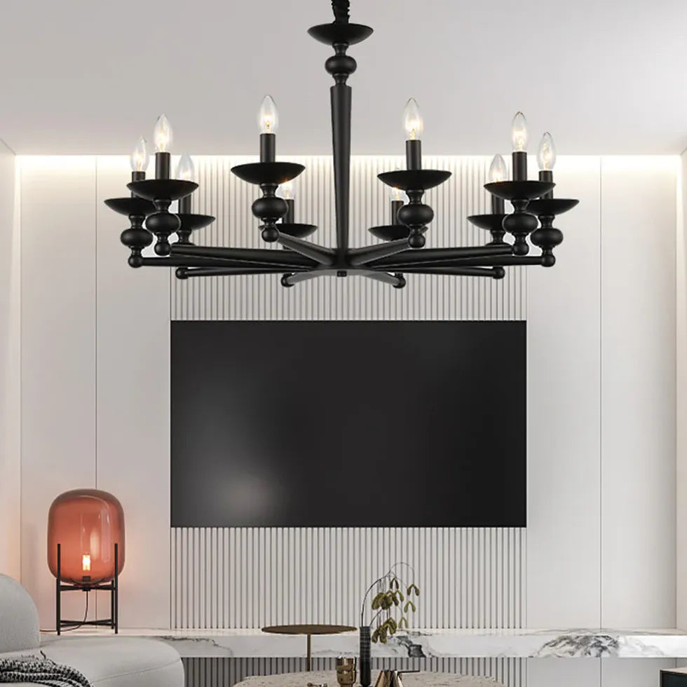 Black Chandelier For Living Room Alessio Metal & Glass Led Ip20