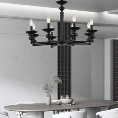 Black Chandelier For Living Room Alessio Metal & Glass Led Ip20