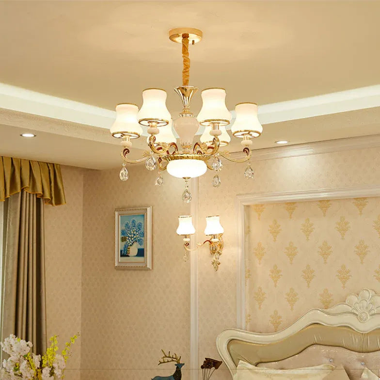 Traditional Chandeliers For Living Room Alessio Metal & Jade Without Bulbs Ip20 Led