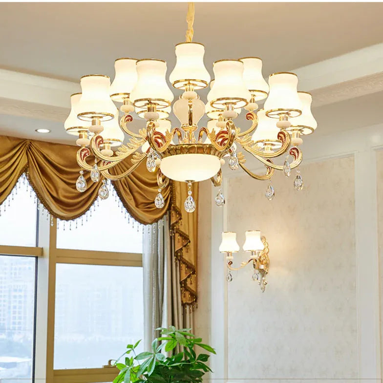 Traditional Chandeliers For Living Room Alessio Metal & Jade Without Bulbs Ip20 Led