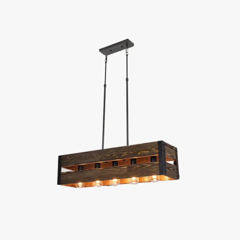 Chandelier For Bedroom Rectangular Alessio Pine Wood Ip20 Led