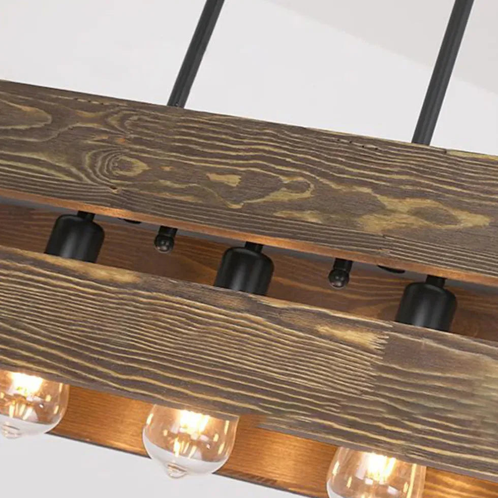 Chandelier For Bedroom Rectangular Alessio Pine Wood Ip20 Led