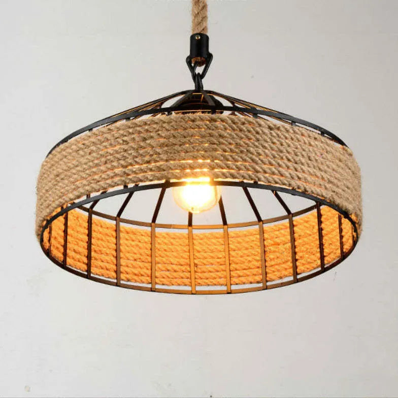 Retro Rope Metal Black Single Pendant Light