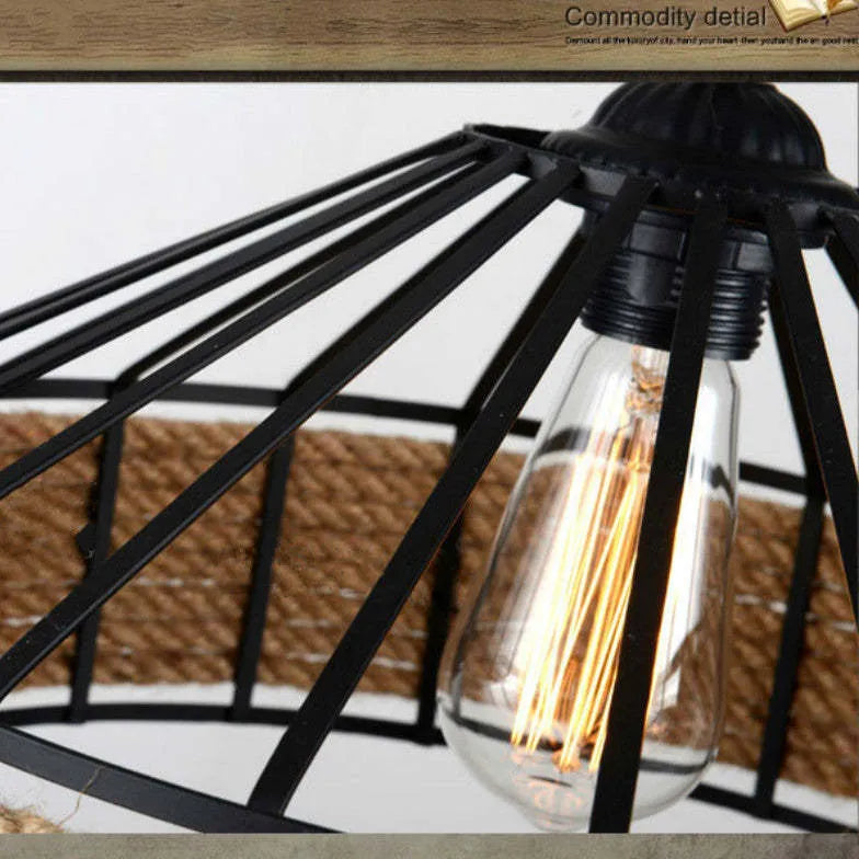 Retro Rope Metal Black Single Pendant Light