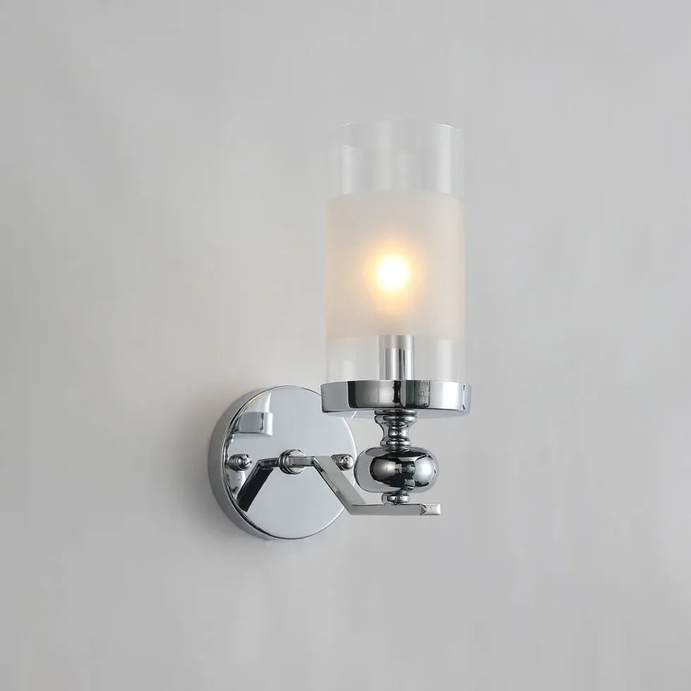 Silver Single Arm Wall Light For Living Room Alessio Metal & Glass Ip20 Led