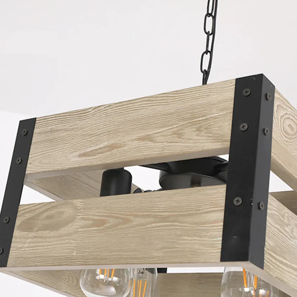 Chandelier For Bedroom Square Alessio Pine Wood