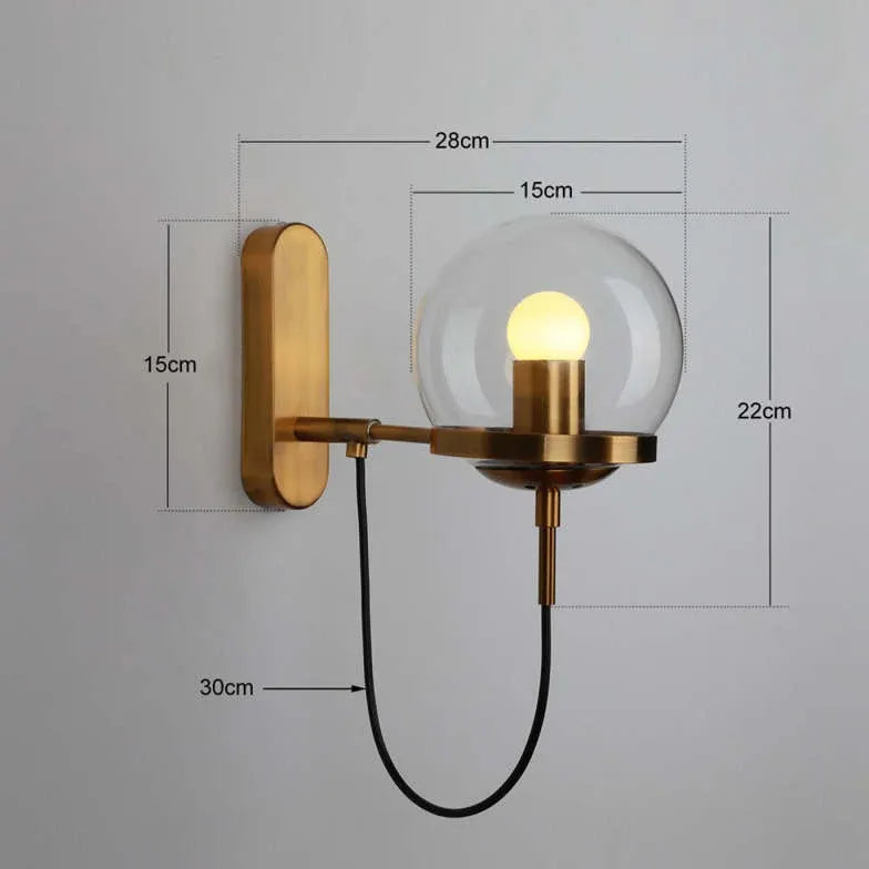 Black Rustic Retro Glass Plug-in Wall Light