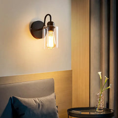 Black Single Arm Wall Light For Bedroom Alessio Metal & Glass Led Ip20