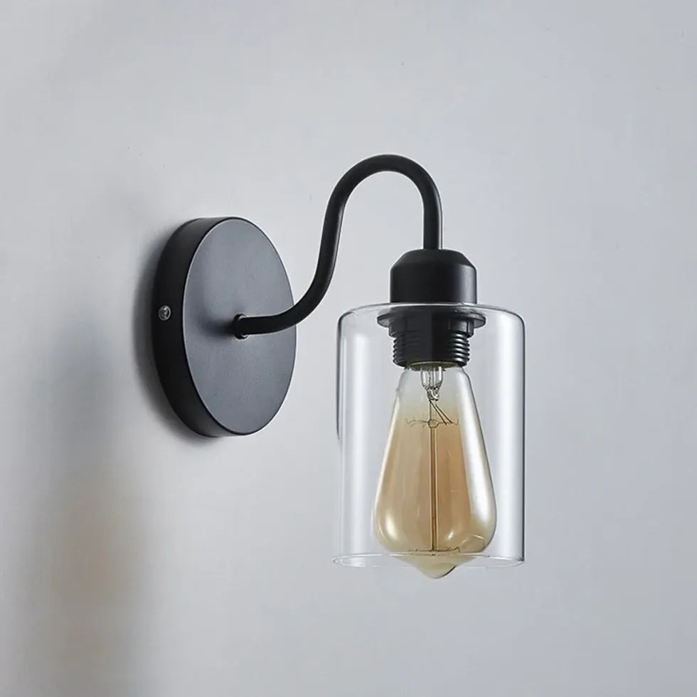 Black Single Arm Wall Light For Bedroom Alessio Metal & Glass Led Ip20