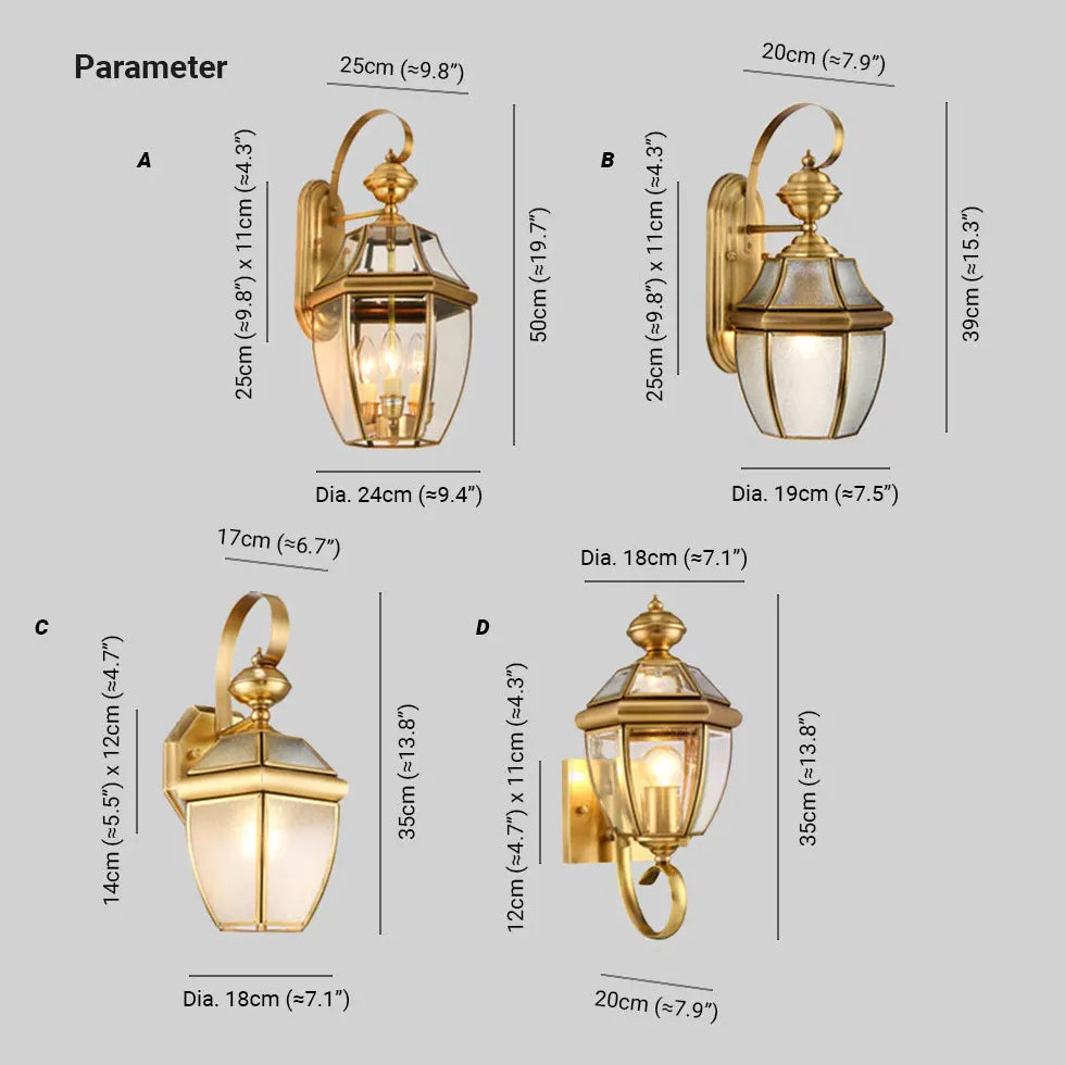 Gold Lanterns Alessio Metal & Glass Led Ip65