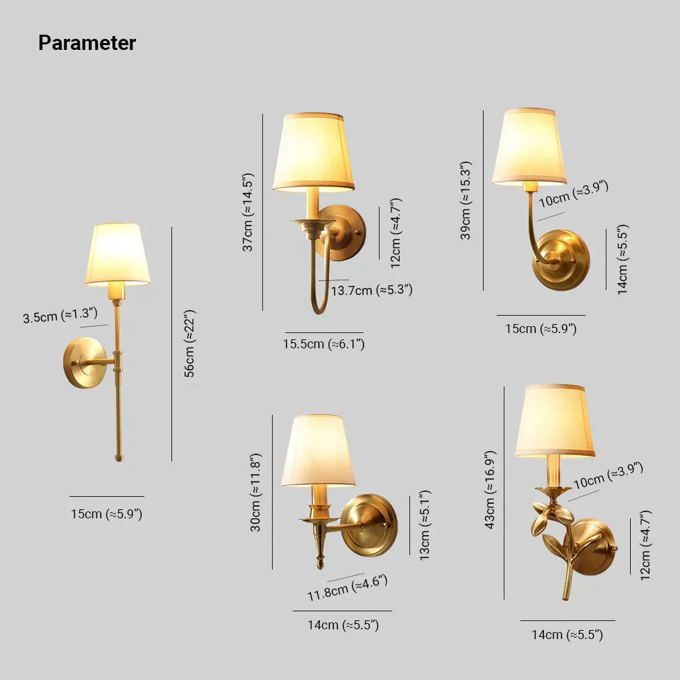 Gold Single Arm Wall Light For Bedroom Alessio Copper