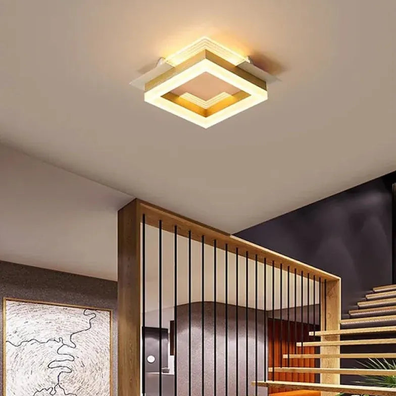 Gold Low Ceiling Light For Bedroom Round Modern Metal