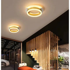 Gold Low Ceiling Light For Bedroom Round Modern Metal