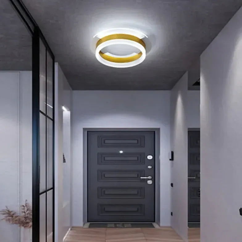 Gold Low Ceiling Light For Bedroom Round Modern Metal