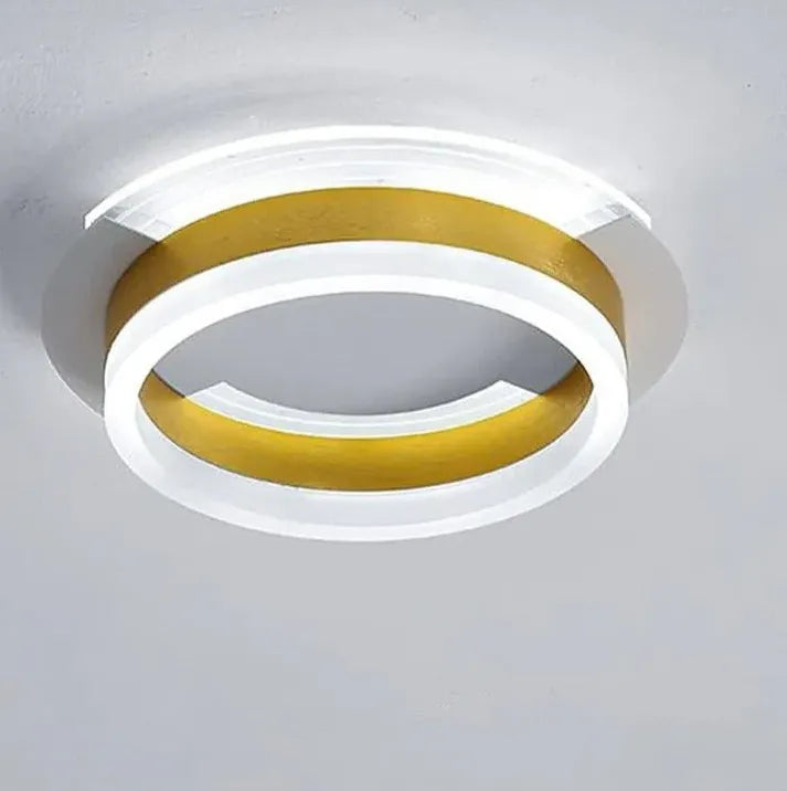 Gold Low Ceiling Light For Bedroom Round Modern Metal