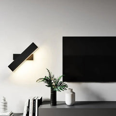 Black Flush Wall Light For Bedroom Rectangular Aqsa Metal Ip20 Warm White Led