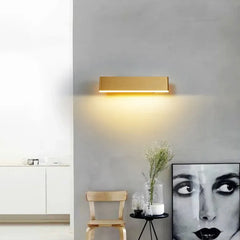 Black Flush Wall Light For Bedroom Rectangular Aqsa Metal Ip20 Warm White Led