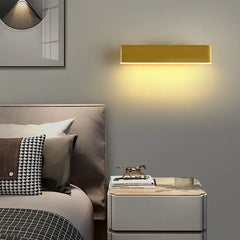 Black Flush Wall Light For Bedroom Rectangular Aqsa Metal Ip20 Warm White Led