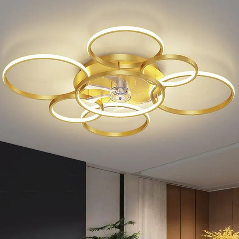 Ceiling Fan With Light For Bedroom Circle Arisha Metal Ip20 Dimmable Led