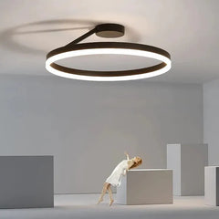 Black Flush Light For Bedroom Circle Arisha Metal Led